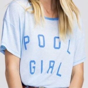 Wildfox Pool Girl Tee Shirt Short Sleeve Light Blue Size Medium